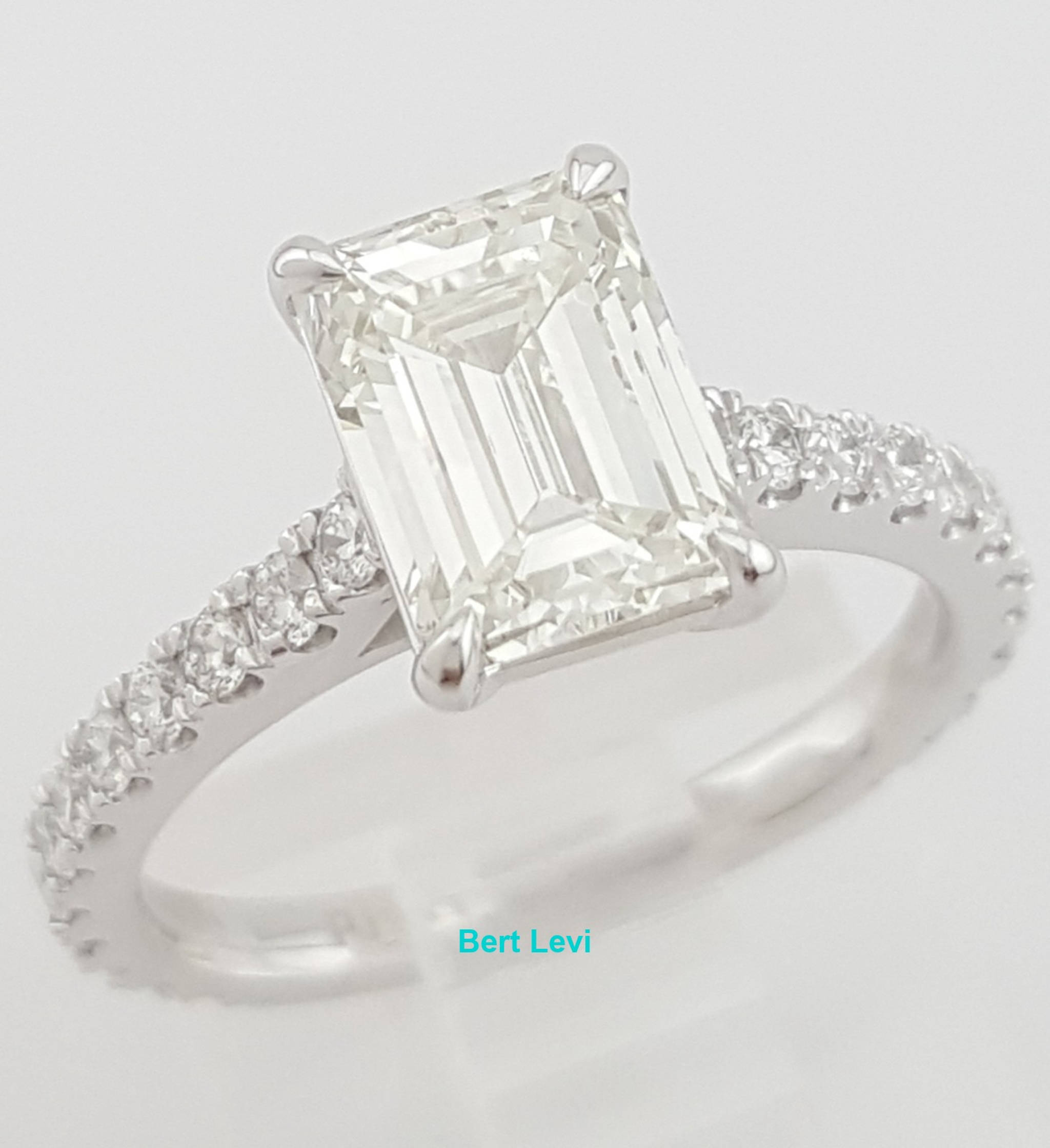 Emerald Cut Diamond French Pave Engagement Ring 2.16 ct Platinum Retail $18K