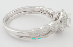 Neil Lane Oval Diamond Double Halo Engagement Ring & Band Set 1.38 ct Rtl $5.7K