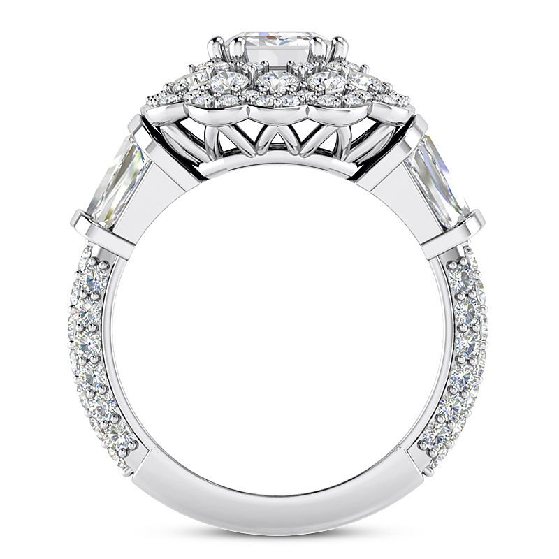 Thumbnail: Ladies Emerald Cut Diamond Halo Engagement Ring ENR9747-8x6-EC
