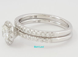 Round Brilliant Diamond Halo Engagement / Wedding Ring Set 1 ct 14K White Gold