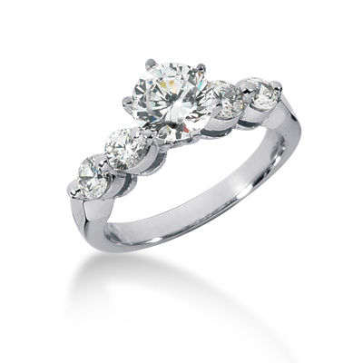 Ladies 14KT White Gold Platinum Fancy Engagement Set ENS710-A