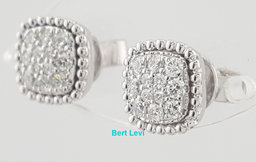 Round Brilliant Diamond Cluster Stud Earrings 0.26 ct 14k White Gold 2.6 Grams