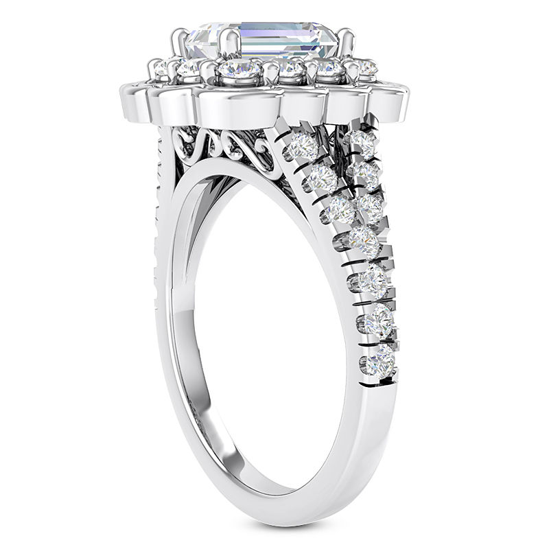 Thumbnail: Ladies White Gold Platinum Emerald Diamond Engagement Rings ENR9733-6.5x4.5-EC