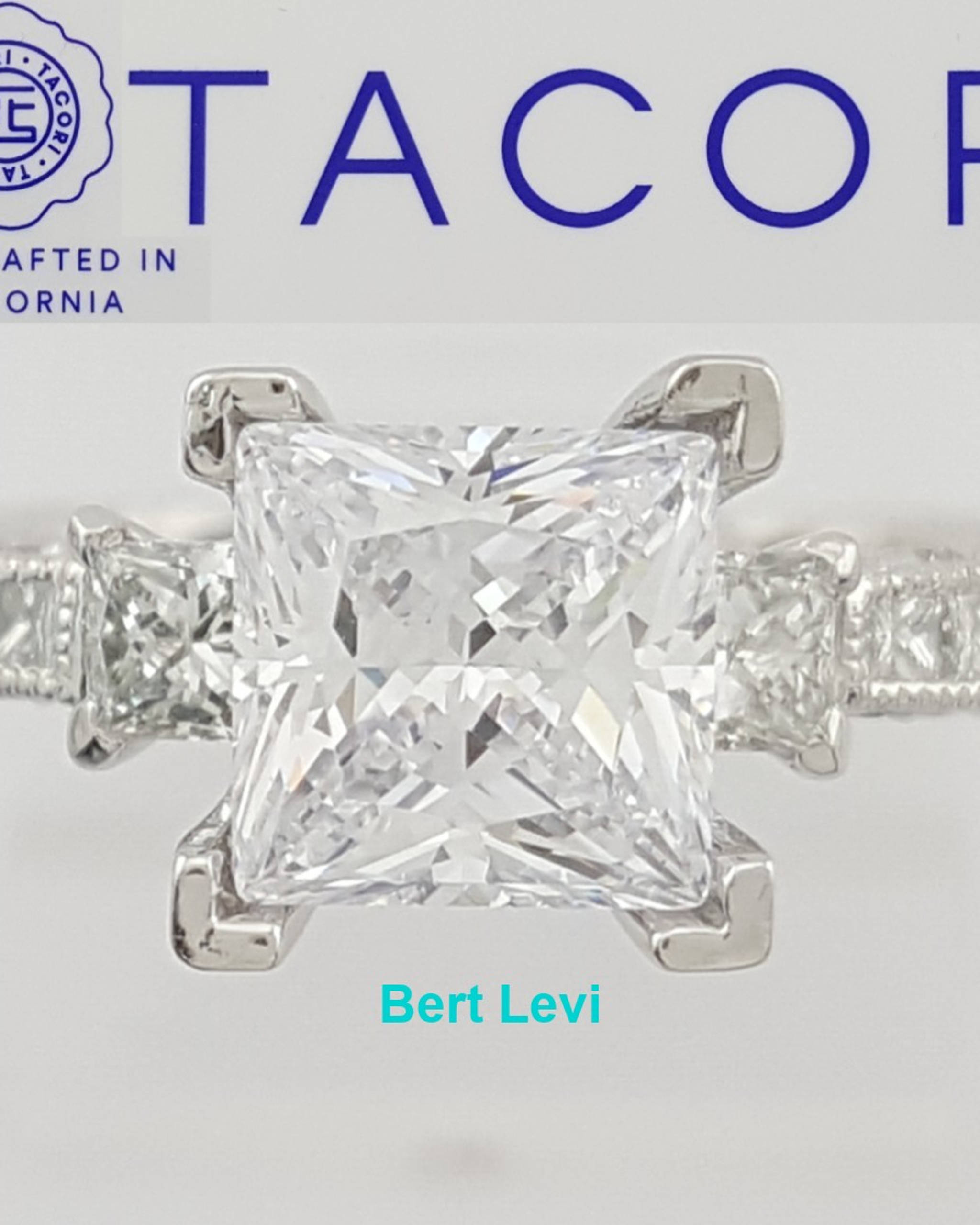 Tacori Princess 67237 Semi-Mount 3 Stone Engagement Ring 1.15 ct Plat Rtl $6,940