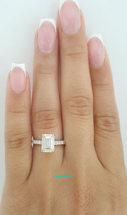 Emerald Cut Diamond French Pave Engagement Ring 2.16 ct Platinum Retail $18K