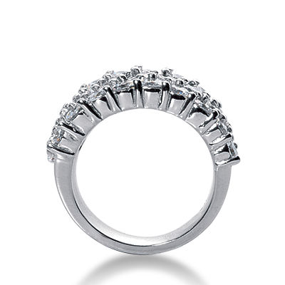 Thumbnail: Ladies 14KT White Gold Platinum Round Diamond Wedding Band WB2144