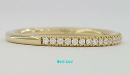 14K Yellow Gold Half Circle Round Diamond Wedding Band 0.15 ct 1.7mm Rtl $895