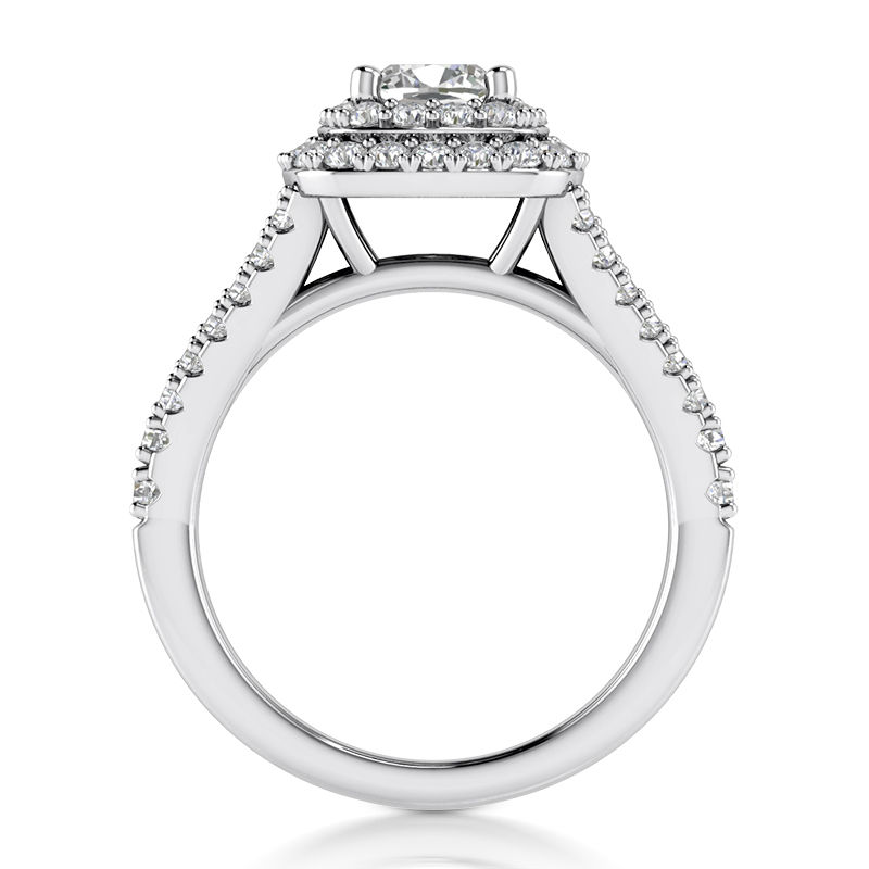 Thumbnail: Ladies 14KT White Gold Platinum Halo Engagement Ring ENR9420-5.5X5.5