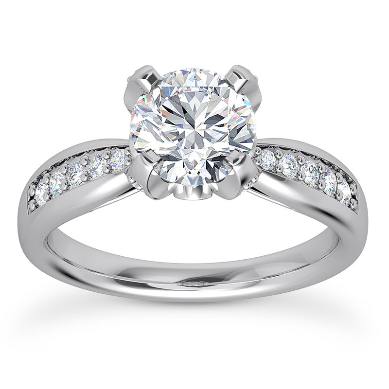 Ladies 14KT White Gold Platinum Fancy Engagement Ring ENR4038