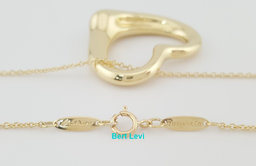 Tiffany & Co Elsa Peretti  Open Heart Pendant 18K Yellow Gold 18" 27.6mm