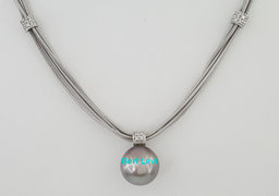 Damiani South Sea Pearl Diamond Necklace 0.21 ct 18K White Gold 21.9 Gr 17" Long