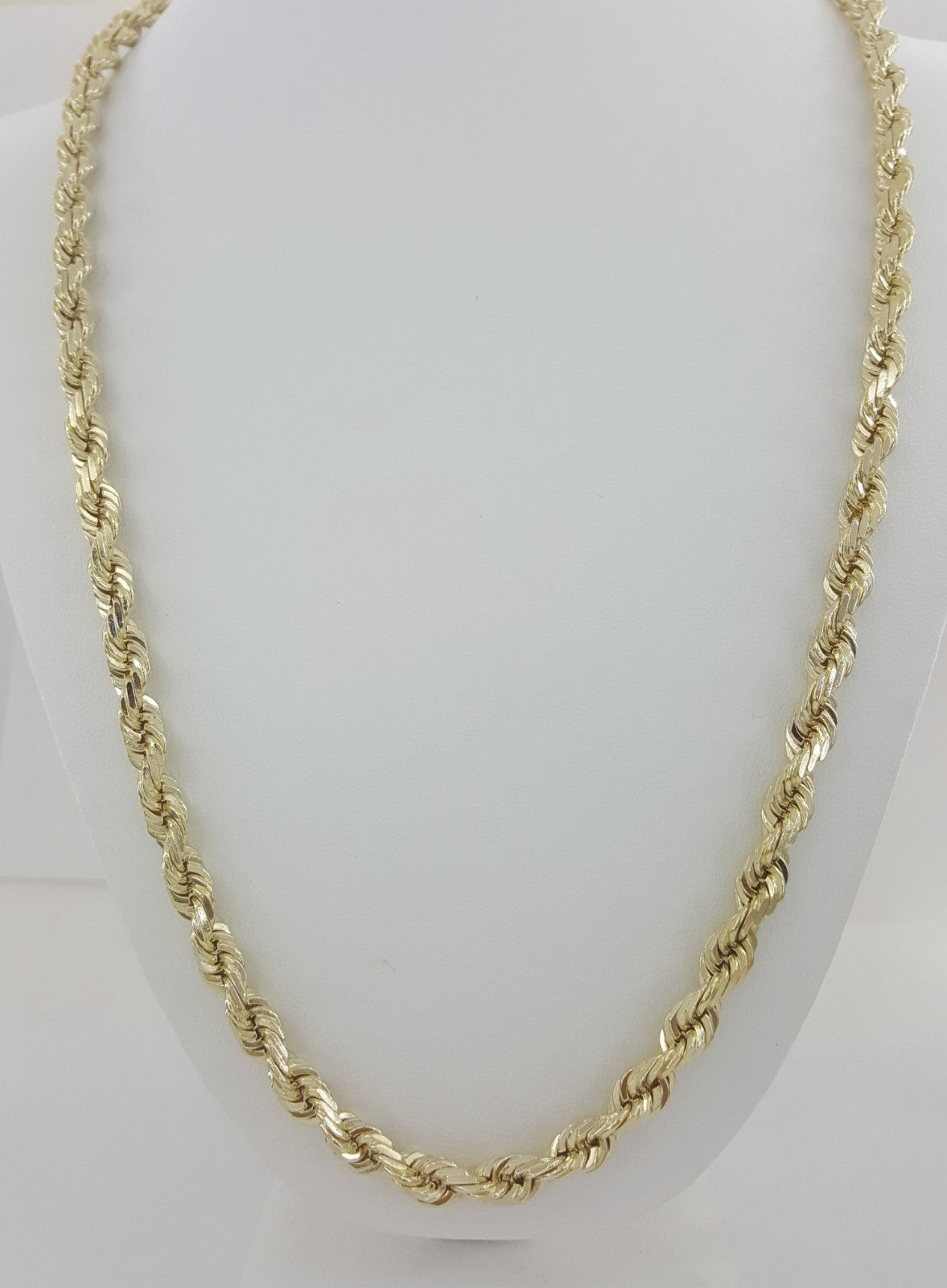 14K Yellow Gold Diamond Cut Rope Chain Necklace 93.3 Grams 25" 7mm
