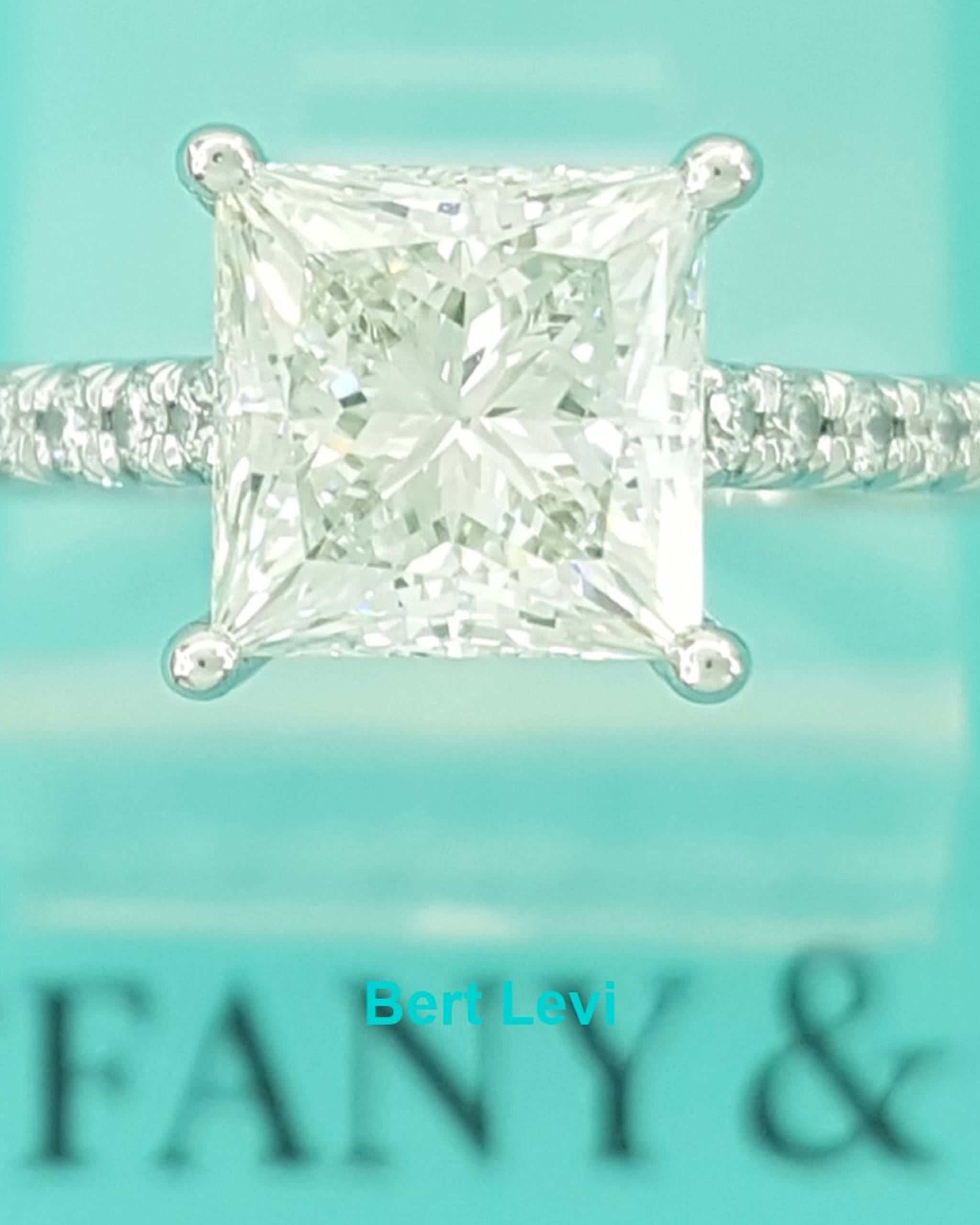 Tiffany & Co Novo Princess Cut Diamond Engagement Ring 1.7 ct Plat Retail $30K