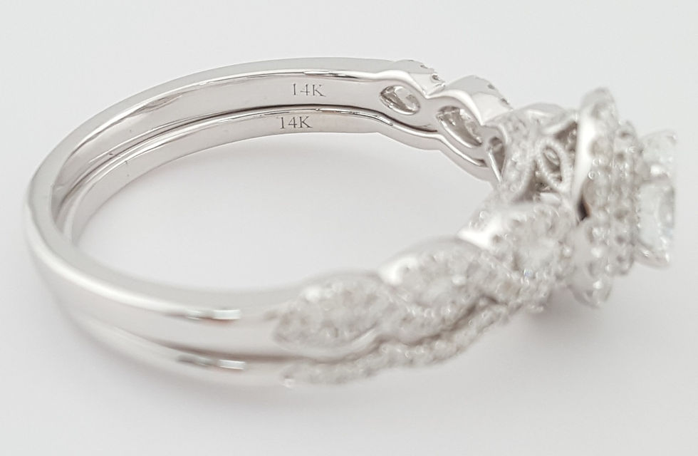 Thumbnail: Neil Lane Oval Diamond Double Halo Engagement Ring & Band Set 1.38 ct Rtl $5.7K