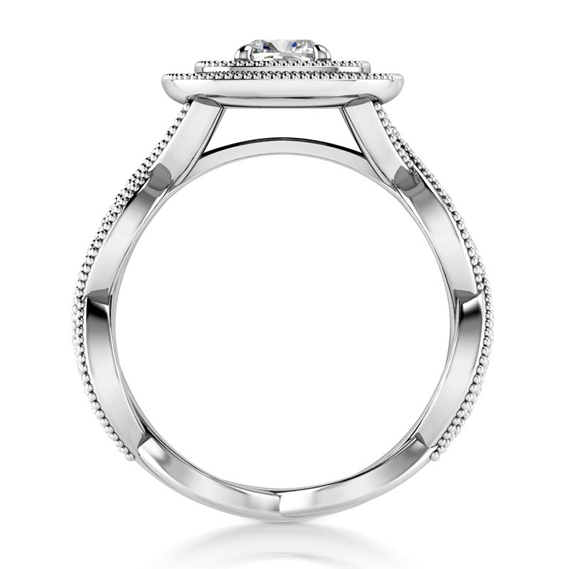 Thumbnail: Ladies 14KT White Gold Platinum Halo Engagement Ring ENR9592