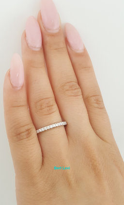 French Pave Round Diamond Wedding Band 0.26 ct 14k White Gold 1.8 mm