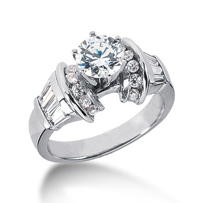 Ladies 14KT White Gold Platinum Fancy Engagement Ring ENR2152