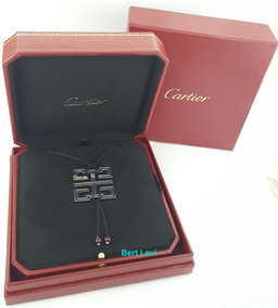 Cartier Le Baiser du Dragon 18K White Gold Ruby Necklace Large 2.25" Square 24"L