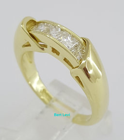 Channel Set Princess Cut 5-Stone Wedding Band Ring 5.6mm 0.85 ct 18K Yellow Gold