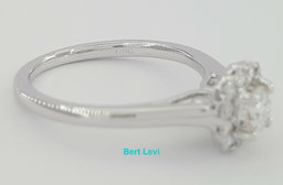 0.5 ct 14k White Gold Round Brilliant Cut Flower Halo Engagement Ring Size 5.25