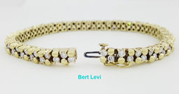 Diamond Straight Line Tennis 2 Row Bracelet 4 ct  14k Gold 25 Grams Rtl $12K