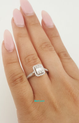 Cluster Diamond Halo Engagement Ring 0.5 ct 14k White Gold Retail $2,500