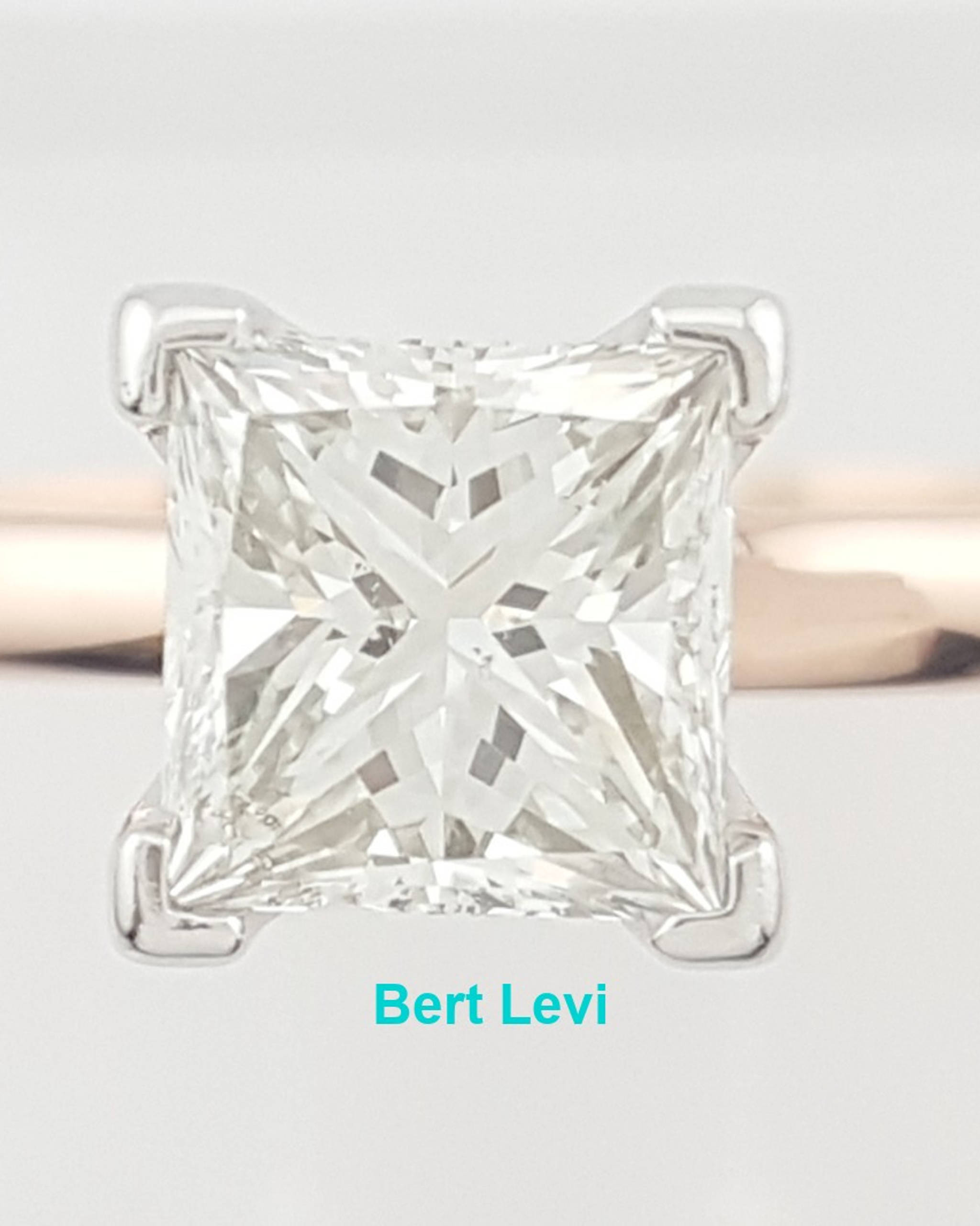 Princess Cut Diamond Solitaire Engagement Ring 1.02 ct 14K Rose & White Gold