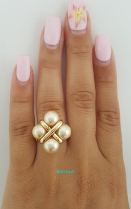 Mikimoto Golden Pearl Statement Ring 18k Yellow Gold Vintage 15 Grams 21.3 mm