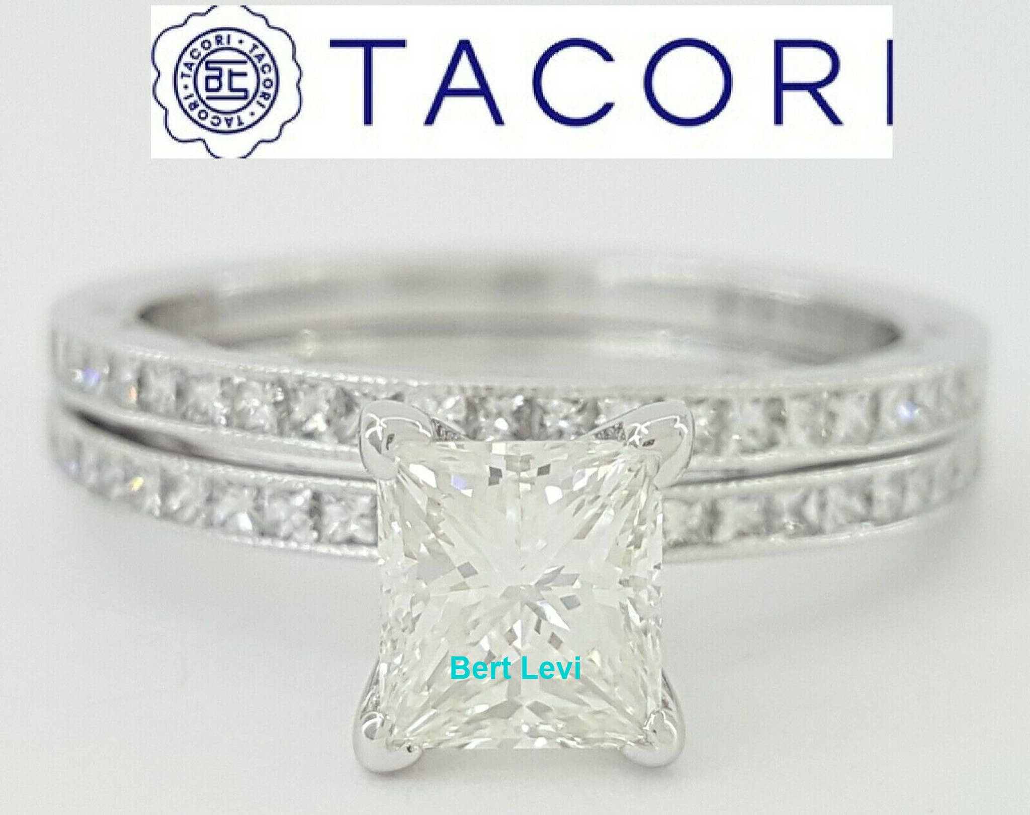 TACORI Sculpted Crescent 45-15 Princess Diamond Engagement Ring Set 1.49 ct 18K