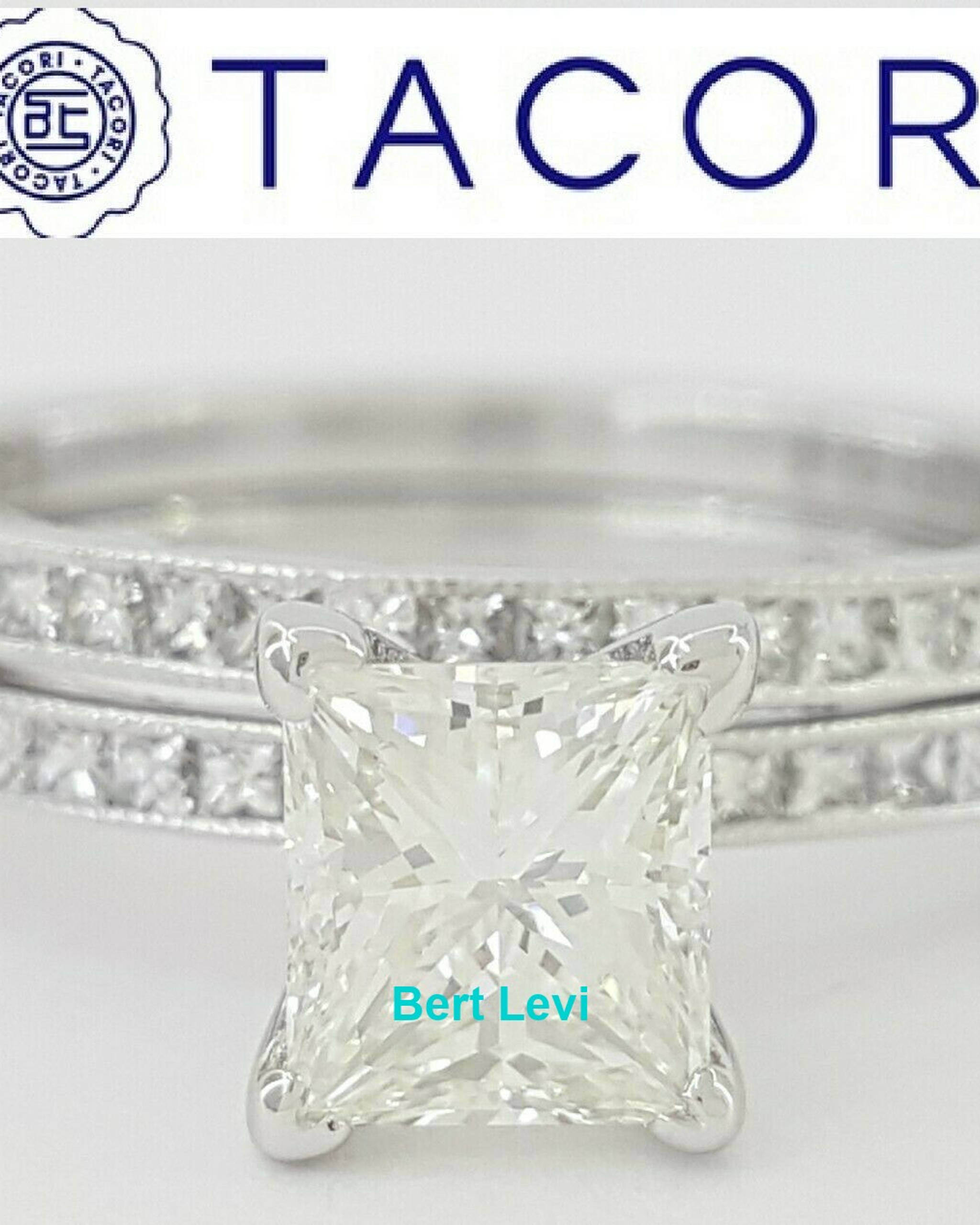TACORI Sculpted Crescent 45-15 Princess Diamond Engagement Ring Set 1.49 ct 18K