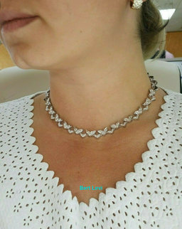 Asprey  Round Diamond Chevron Shaped Links 6.9 ct 18K White Gold Necklace 15"