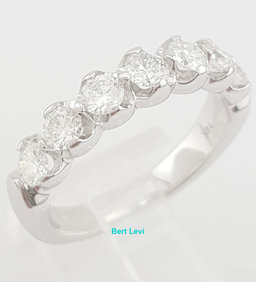 Seven 7 Stone Diamond Shared Prong Wedding Band 1 ct 14k White Gold 4.6mm