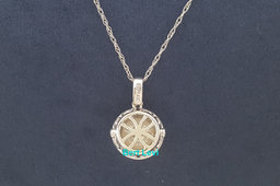 Akoya Pearl & Diamond Halo Pendant Necklace 0.12 ct 14K Gold 20"