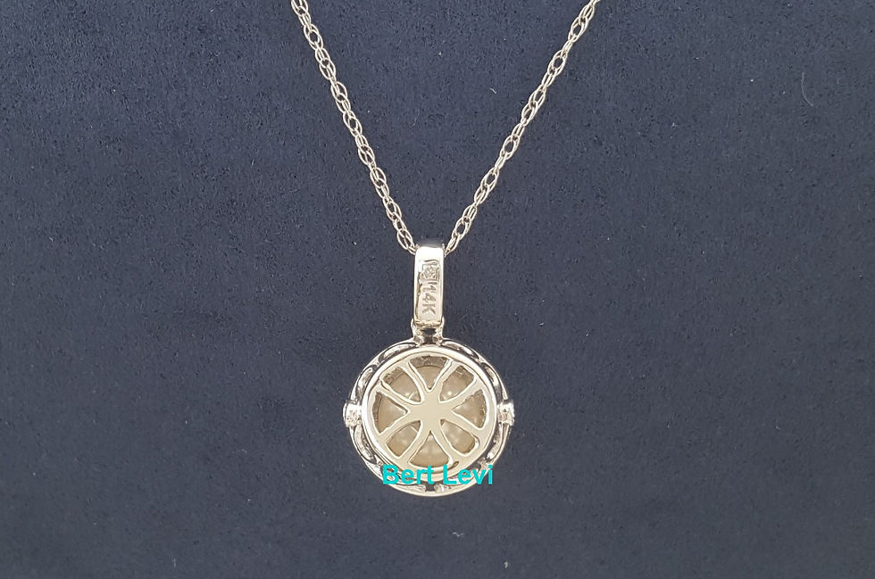 Thumbnail: Akoya Pearl & Diamond Halo Pendant Necklace 0.12 ct 14K Gold 20"