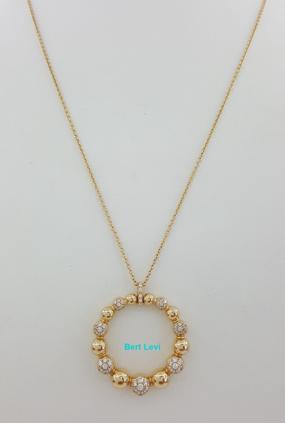 Thumbnail: Diamond Circle Pave Bead Necklace 18K Rose Gold Italy 0.4 ct 16'-18"