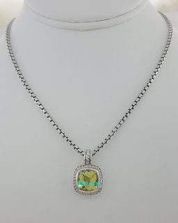 David Yurman Albion Lemon Citrine Diamond Silver & 14k Gold Necklace 16mm