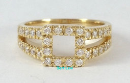 0.55 ct 14K Yellow Gold Round Brilliant Diamond Engagement / Fashion Square Ring