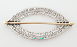 Art Deco Vintage Diamond Brooch 1.8 ct Platinum & 14K Gold 1.8"