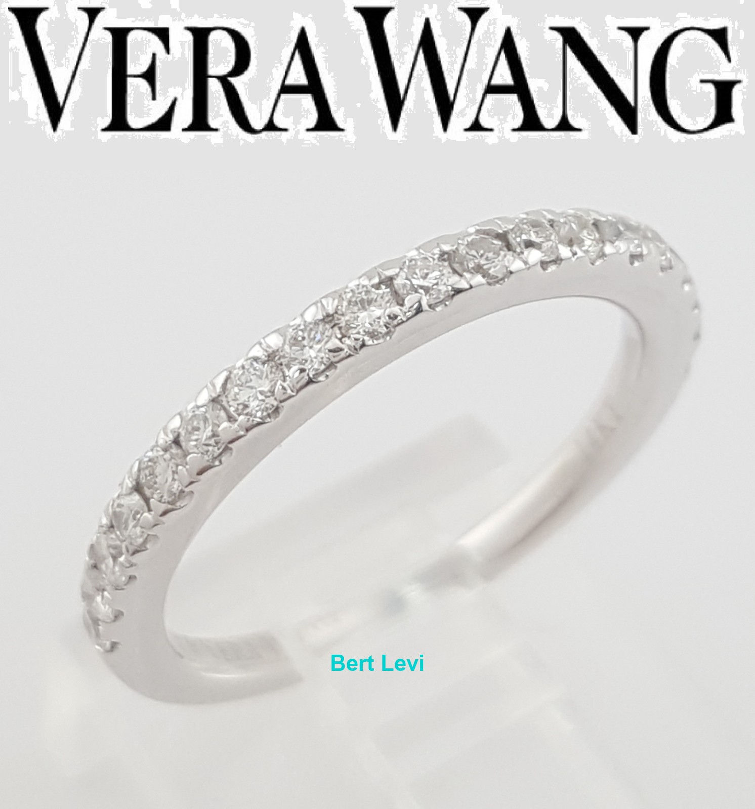 Vera Wang Half Circle Round Diamond Wedding Band 0.33ct 14k White Gold 2 mm 2 Gr