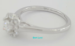 0.5 ct 14k White Gold Round Brilliant Cut Flower Halo Engagement Ring Size 5.25
