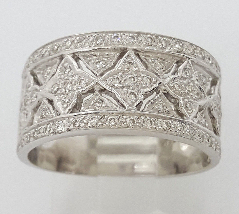Thumbnail: 0.56 ct Vintage 14K White Gold Round Cut Diamond Cocktail / Statement / Ring