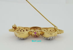 LeVian Le Vian 14K Yellow Gold 0.85 ct Pink Sapphire & Diamond Bow Pin Brooch