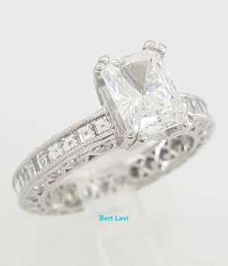 TACORI 1.65 ct Emerald Radiant Cut Platinum Semi-Mount Diamond Engagement Ring