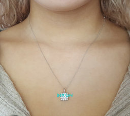 1.24 ct 14K White Gold Princess Cut Diamond Halo Pendant Necklace EGL Rtl $7,050