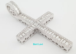 Baguette Round Diamond Cross 5.5 ct 10k White Gold 2.57" 14.5 Grams Rtl $13k