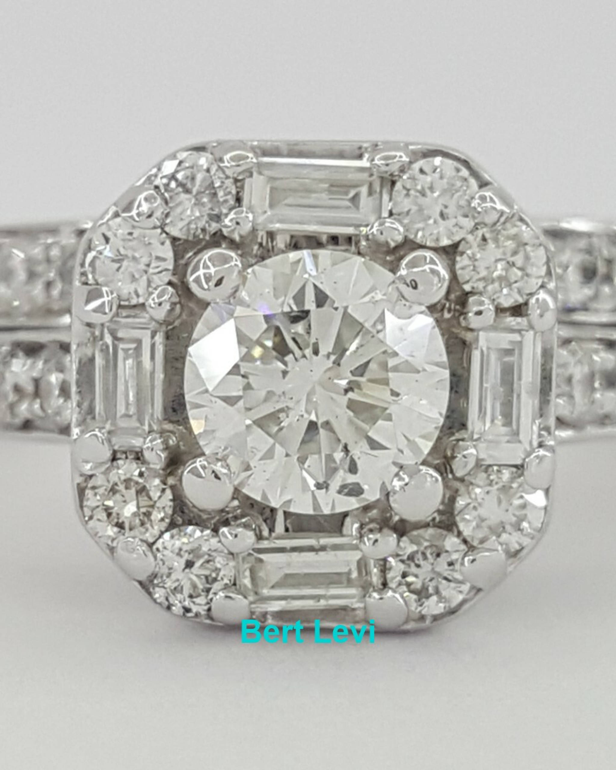Helzberg Round Diamond Halo Engagement Ring & Band Set 14K White Gold 1 ct
