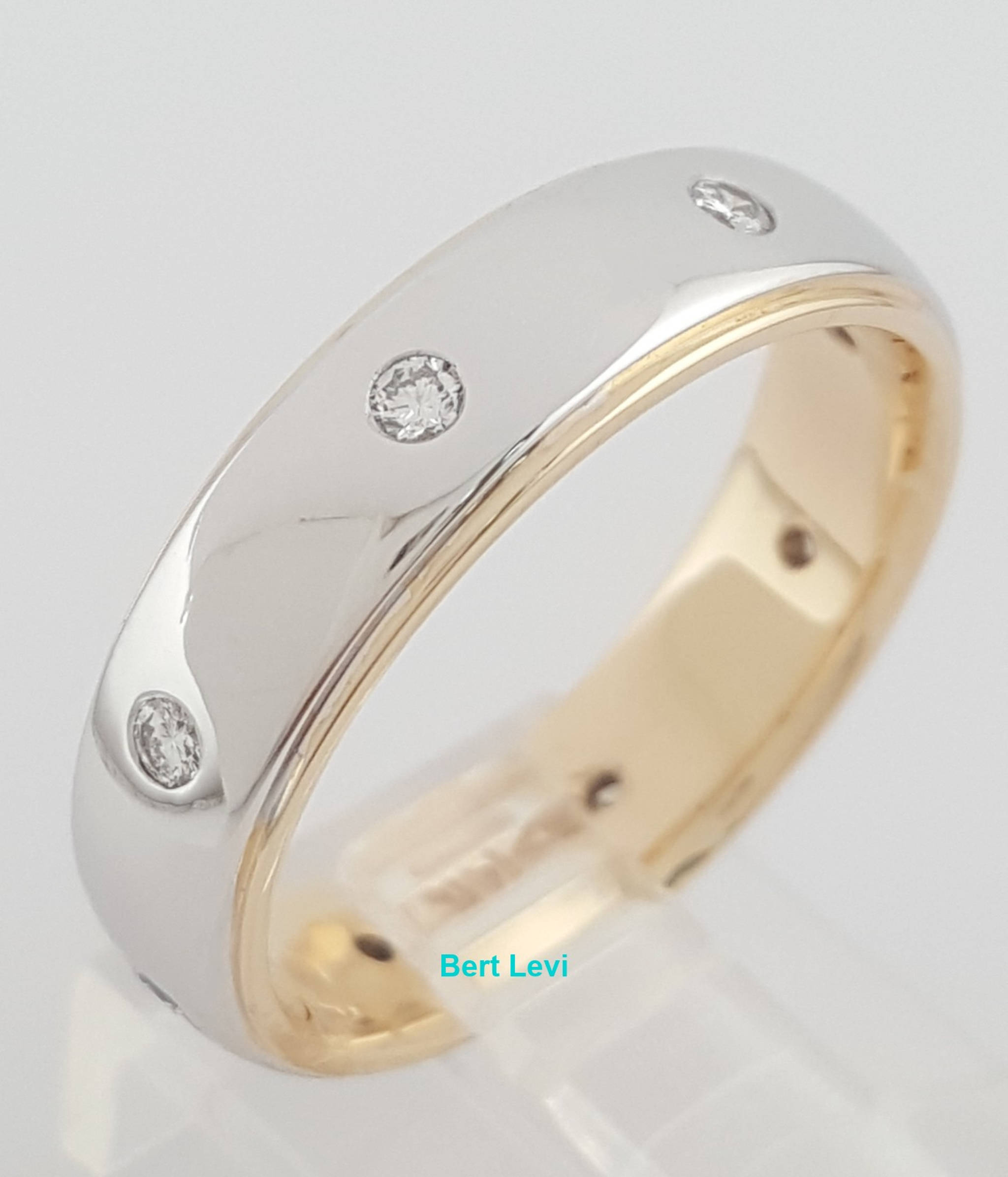Round Diamond Eternity Wedding Band Ring 0.25 ct 6mm 14k White & Yellow Gold