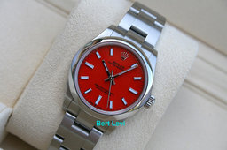 ROLEX 277200 OYSTER PERPETUAL WATCH 31MM RED CORAL DIAL