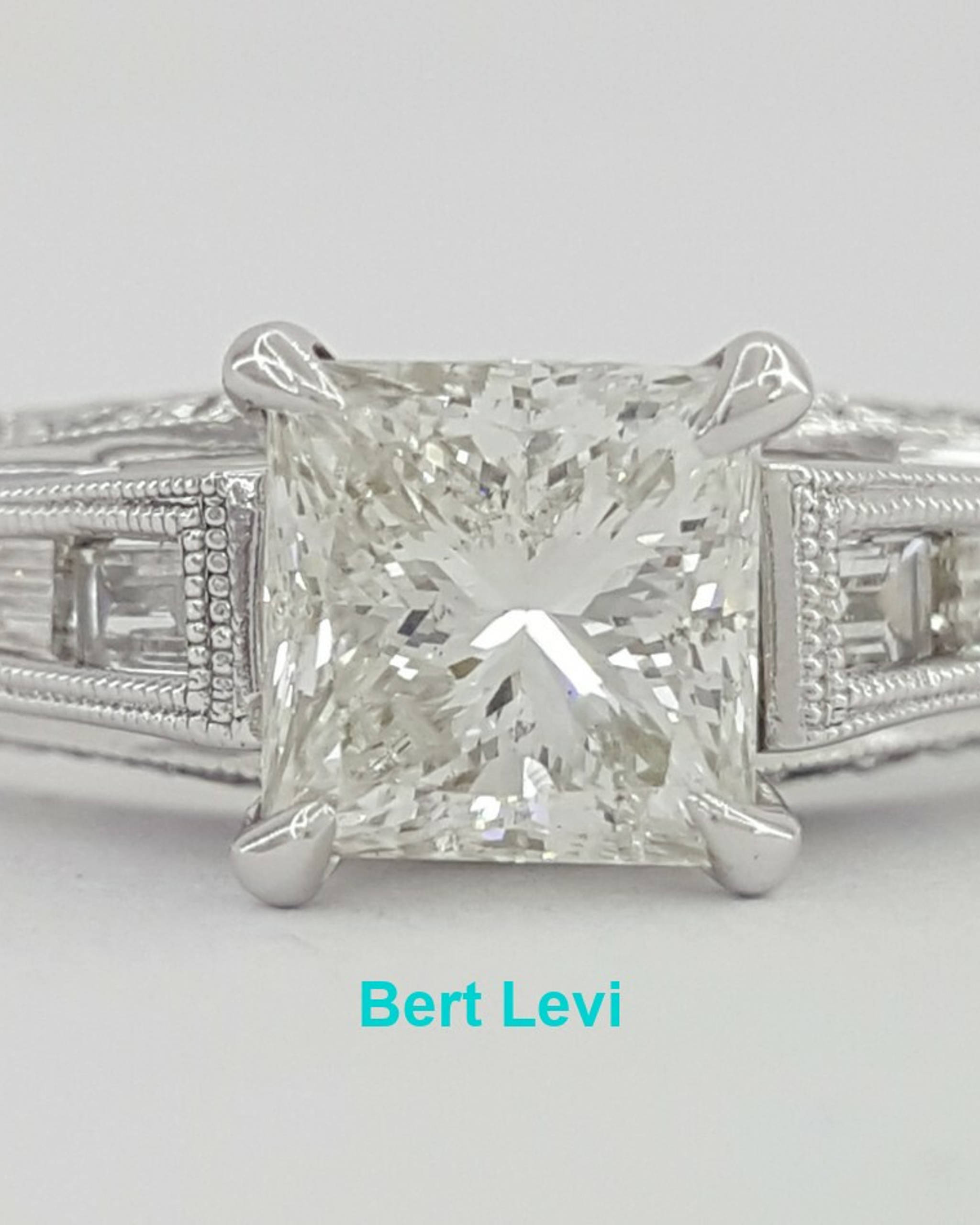 Princess Diamond Engagement Ring 1.67 ct 14K White Gold H/SI2 Retail $9,395
