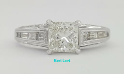 Princess Diamond Engagement Ring 1.67 ct 14K White Gold H/SI2 Retail $9,395
